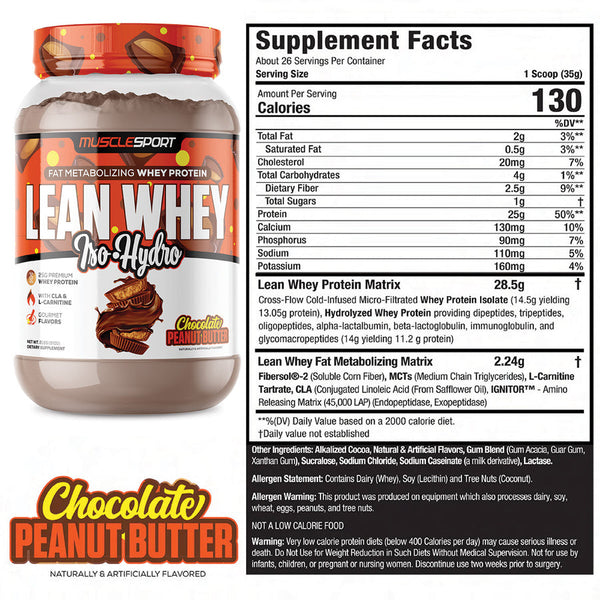 Lean whey protein 2lb choc pb