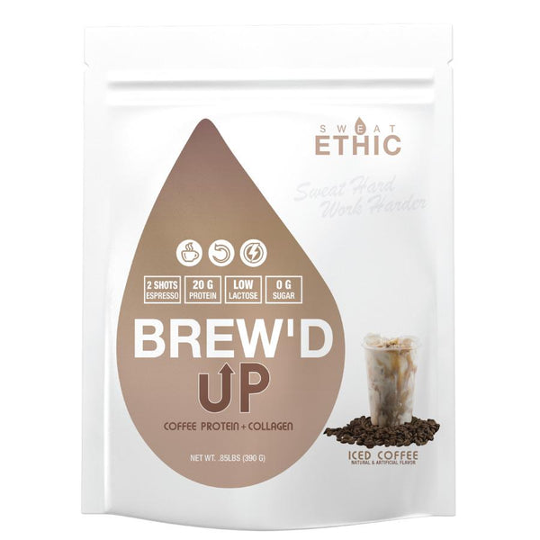 Brew'd up protein + collagen iced coffee